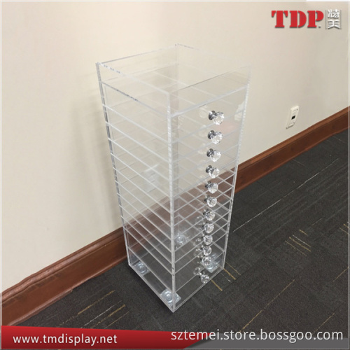 large cube tower wholesale acrylic makeup organizer with drawers with caster wheels